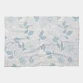 Light Blue-Grey  Flowers Pattern Theedoek (Horizontaal)