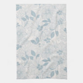 Light Blue-Grey  Flowers Pattern Theedoek (Verticaal)