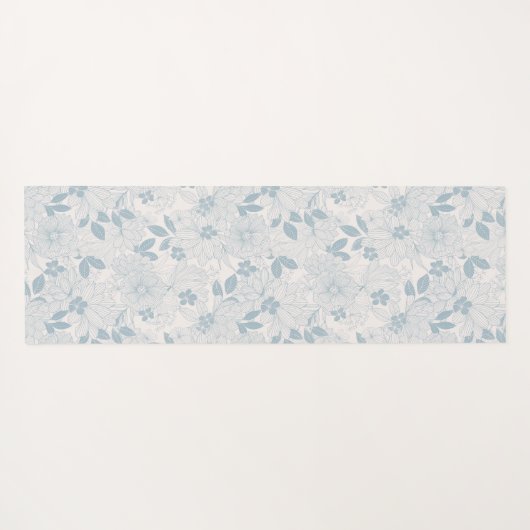 Light Blue-Grey  Flowers Pattern Yogamat (Achterkant (horizontaal))