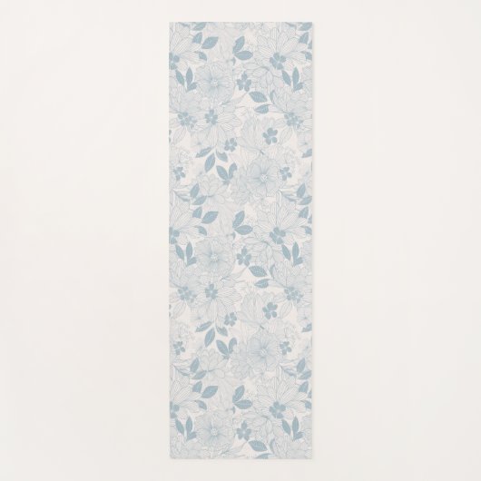 Light Blue-Grey  Flowers Pattern Yogamat (Voorkant)