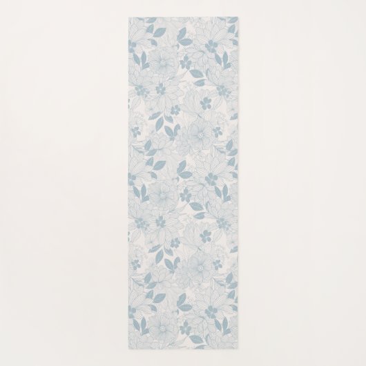 Light Blue-Grey  Flowers Pattern Yogamat (Achterkant)