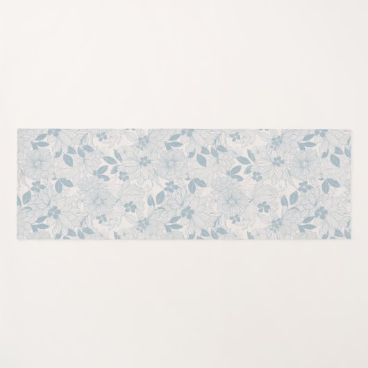 Light Blue-Grey  Flowers Pattern Yogamat (Voorkant (horizontaal))