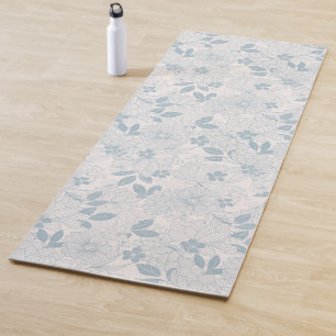 Light Blue-Grey  Flowers Pattern Yogamat