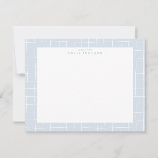 Light Blue Grid Frame Note Card Kaart (Voorkant)