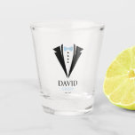 Light Blue Groom Tuxedo Wedding Party Shot Glas<br><div class="desc">Licht blauw stropdas voor buisvormig,  aangepast "Groom"-ontwerp.</div>