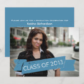 Light Blue Grunge Banner 2013 Afstudeerder Invitat Kaart (Voorkant / Achterkant)