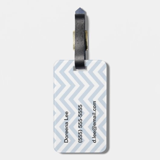 Light Blue Grunge Textured Chevron Bagagelabel (Achterkant verticaal)