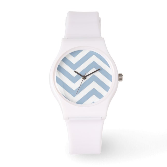 Light Blue Grunge Textured Chevron Horloge (Voorkant)