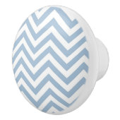 Light Blue Grunge Textured Chevron Keramische Knop (Rechts)