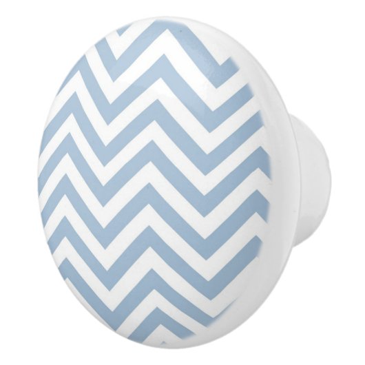 Light Blue Grunge Textured Chevron Keramische Knop (Rechts)