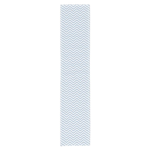 Light Blue Grunge Textured Chevron Korte Tafelloper (Voorkant)