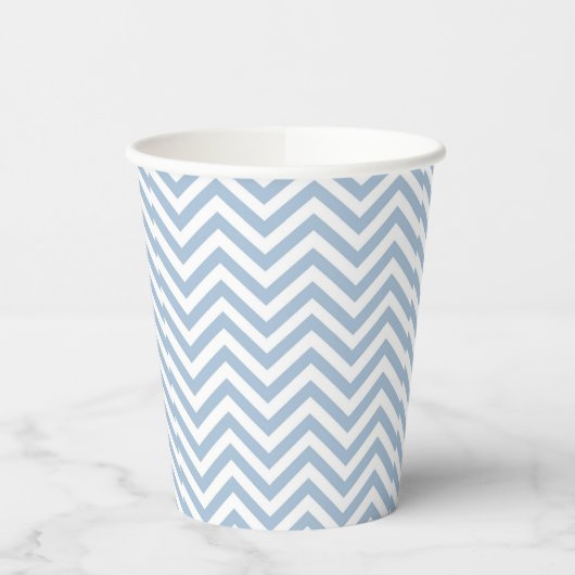 Light Blue Grunge Textured Chevron Papieren Bekers (Links)
