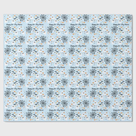 Light Blue Halloween Ghost Cadeaupapier (Vlak)