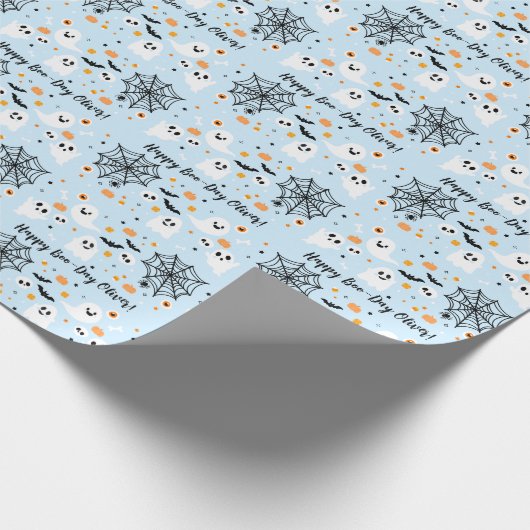 Light Blue Halloween Ghost Cadeaupapier (Hoek)
