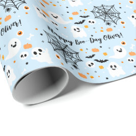 Light Blue Halloween Ghost Cadeaupapier