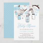 Light Blue Hanging Mason Jars Baby shower Kaart (Voorkant / Achterkant)