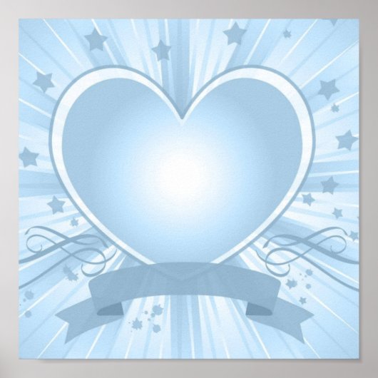 Light Blue Heart Design Poster (Voorkant)