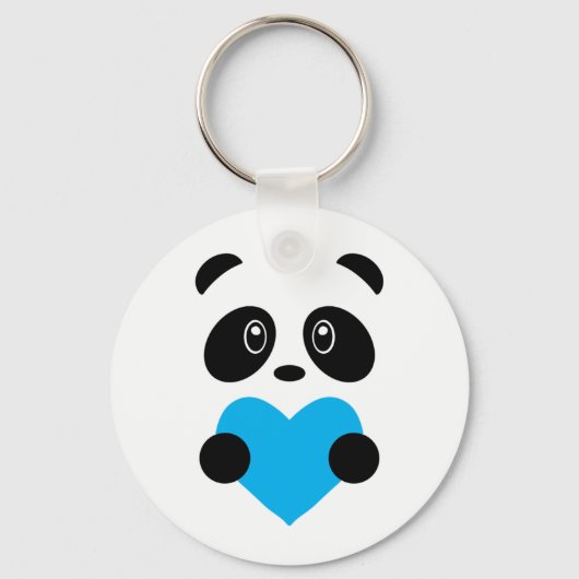 Light Blue Heart Panda Sleutelhanger (Voorkant)