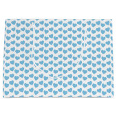 Light Blue Heart Pattern op White Large Gift Bag Cadeautasje (Voorkant)