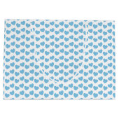 Light Blue Heart Pattern op White Large Gift Bag Cadeautasje (Achterkant)
