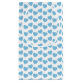 Light Blue Heart Pattern op White Small Gift Bag Klein Cadeauzakje (Achterkant)
