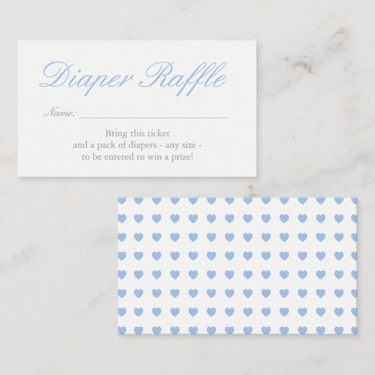 Light Blue Hearts Diaper Raffle Kaart (Voorkant / Achterkant)