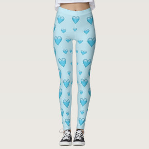 Light Blue Hearts Patroon Leggings