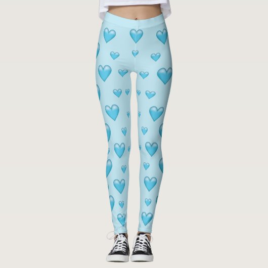 Light Blue Hearts Patroon Leggings (Voorkant)