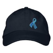 Light Blue Hope Cancer Ribbon Awareness Jouw tekst Geborduurde Pet (Voorkant)