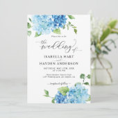 Light Blue Hydrangea, allemaal in één QR Floral We Kaart (Staand voorkant)