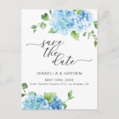Light Blue Hydrangea Dusty Floral Save the Date Aankondigingskaart (Voorkant)