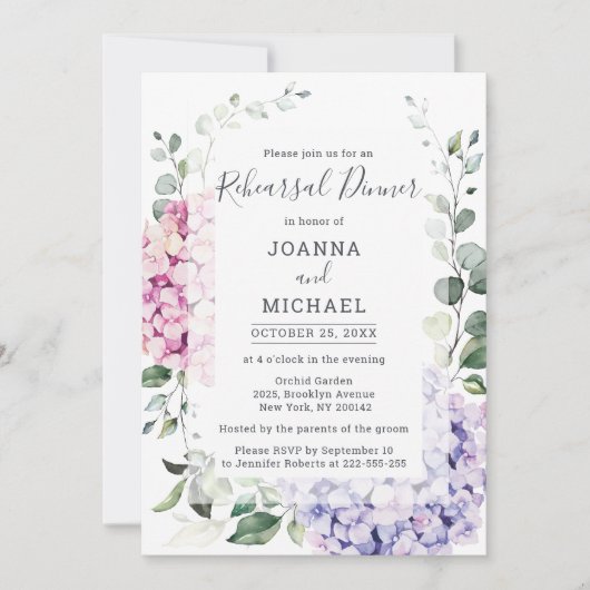 Light Blue Hydrangea & Eucalyptus Reheardiner Kaart (Voorkant)