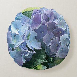 Light Blue Hydrangea Garden Flowers Round Pillow Rond Kussen