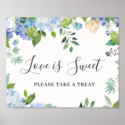 Light Blue Hydrangea Love is Sweet Poster (Voorkant)