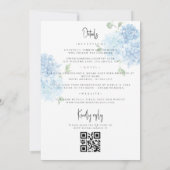 Light Blue Hydrangea QR Code All in One Wedding Kaart (Achterkant)