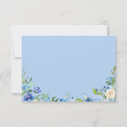 Light Blue Hydrangea RSVP-kaart met maaltijdkeuze RSVP Kaartje (Achterkant)