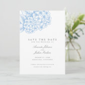 Light Blue Hydrangea Wedding Save the Date (Staand voorkant)