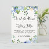 Light Blue Hydrangeas Floral Chic Rehearings Dinne Kaart (Staand voorkant)