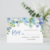 Light Blue Hydrangeas Floral Waterverf RSVP-kaart RSVP Kaartje (Staand voorkant)