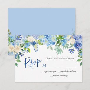 Light Blue Hydrangeas Floral Waterverf RSVP-kaart RSVP Kaartje