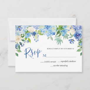 Light Blue Hydrangeas Floral Waterverf RSVP-kaart RSVP Kaartje