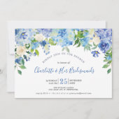 Light Blue Hydrangeas Greenery Bridesmaids Brunch Kaart (Voorkant)