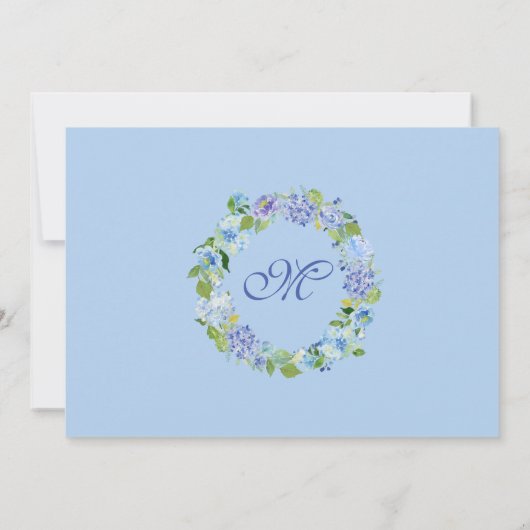 Light Blue Hydrangeas Greenery Bridesmaids Brunch Kaart (Achterkant)