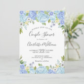 Light Blue Hydrangeas Waterverf Couple Shower Kaart (Staand voorkant)