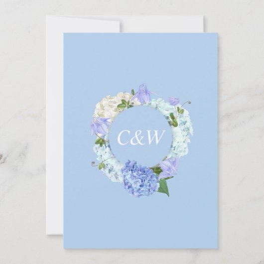 Light Blue Hydrangeas Waterverf Couple Shower Kaart (Achterkant)
