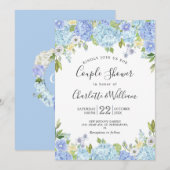 Light Blue Hydrangeas Waterverf Couple Shower Kaart (Voorkant / Achterkant)