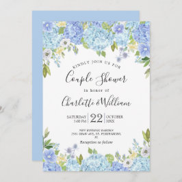 Light Blue Hydrangeas Waterverf Couple Shower Kaart