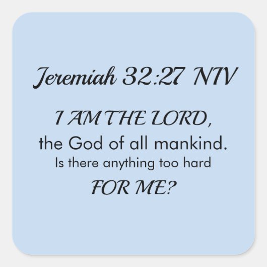 Light Blue Inspirational Bible Verse Power of God Vierkante Sticker (Voorkant)