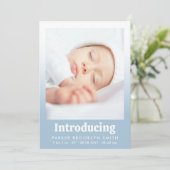 Light Blue Introduction New Baby Girl Foto Aankondiging (Staand voorkant)