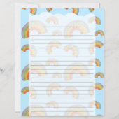 Light Blue Kawaii Rainbow Stationery Paper (Voorkant)